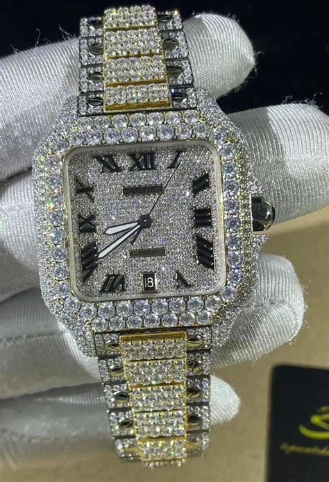 moissanite bust down replica watches|cartier moissanite watches.